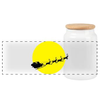 Santa in a Full Moon - Panoramic Cookie Jar with Wooden Lid - white - Front