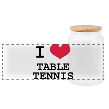 I Love Table Tennis - Panoramic Cookie Jar with Wooden Lid - white - Front