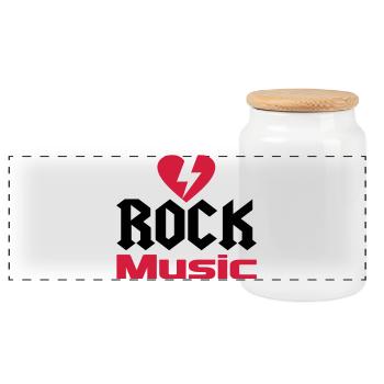 music - Panoramic Cookie Jar with Wooden Lid - white - Front