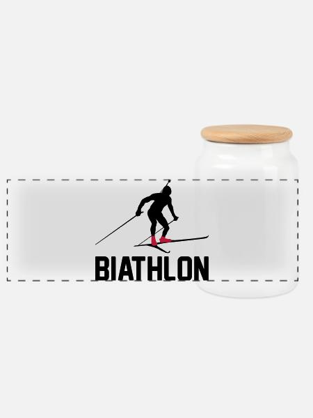 Biathlon - Panorama Keksdose mit Holzdeckel - Weiß