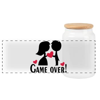 wedding - Panoramic Cookie Jar with Wooden Lid - white - Front