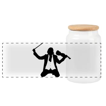 violoniste - Boîte à biscuits avec couvercle en bois - blanc - Devant