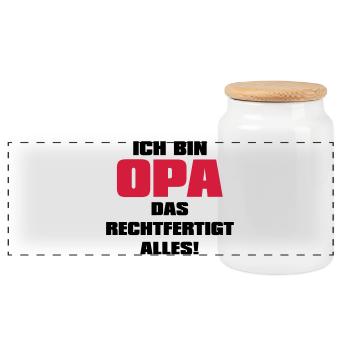 Ich bin Opa - Großvater Sprüche Geschenk Enkel Opi - Panorama Keksdose mit Holzdeckel - Weiß - Vorne