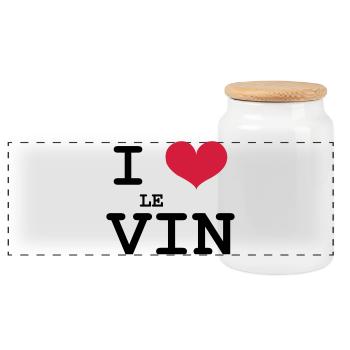 I Love le Vin - Boîte à biscuits avec couvercle en bois - blanc - Devant