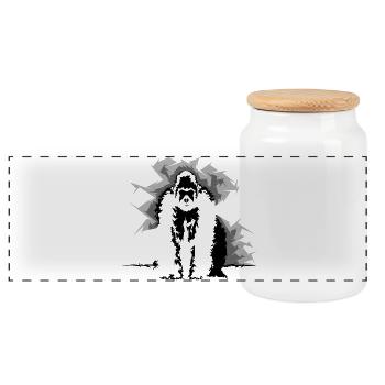 Singe Gorille Nature Illustration Wilderness Symbole - Boîte à biscuits avec couvercle en bois - blanc - Devant