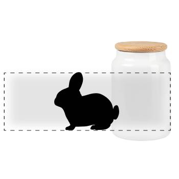 Rabbit - Panoramic Cookie Jar with Wooden Lid - white - Front