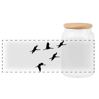 kraniche vogel reise - Panorama Keksdose mit Holzdeckel - Weiß - Vorne