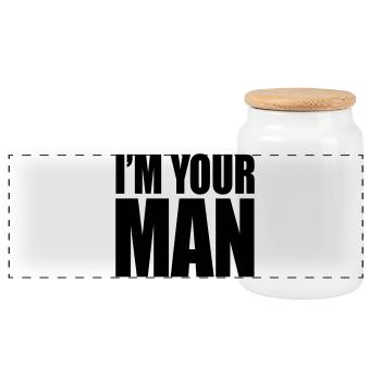 I'm your man - Panoramic Cookie Jar with Wooden Lid - white - Front