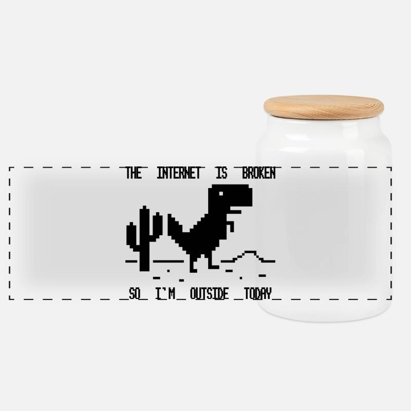 The Internet Is Broken - Panoramic Cookie Jar with Wooden Lid - white