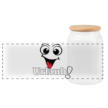 vacances, vacances disant chemise autocollant vacances (25) - Boîte à biscuits avec couvercle en bois - blanc - Devant