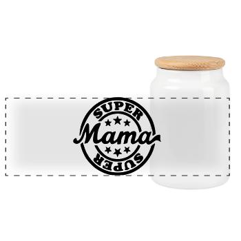 Super maman, maman, fête des mères, cadeau pour le lundi* - Boîte à biscuits avec couvercle en bois - blanc - Devant