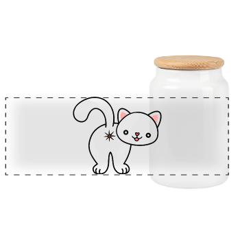 Kitten from behind, asshole, cat, kitten, ass - Panoramic Cookie Jar with Wooden Lid - white - Front