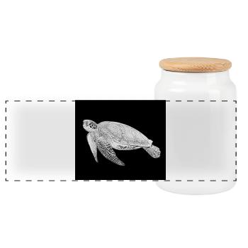 Turtle - Panoramic Cookie Jar with Wooden Lid - white - Front