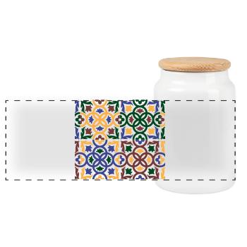 Tiles andalou 3 (masque de visage) - Boîte à biscuits avec couvercle en bois - blanc - Devant