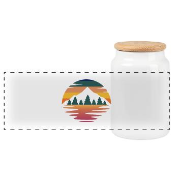 Montagne en couleur - Boîte à biscuits avec couvercle en bois - blanc - Devant