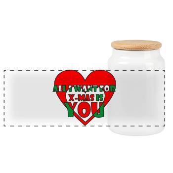 All i want for x mas is you - Panoramic Cookie Jar with Wooden Lid - white - Front