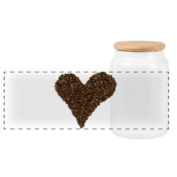 A heart made from coffee beans - Panoramic Cookie Jar with Wooden Lid - white - Front