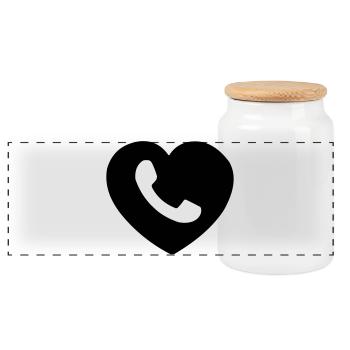 Heart or heart with phone cut out shadow - Panoramic Cookie Jar with Wooden Lid - white - Front