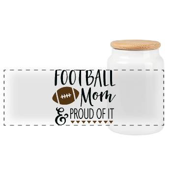 Football MOM & proud of it - Panorama Keksdose mit Holzdeckel - Weiß - Vorne