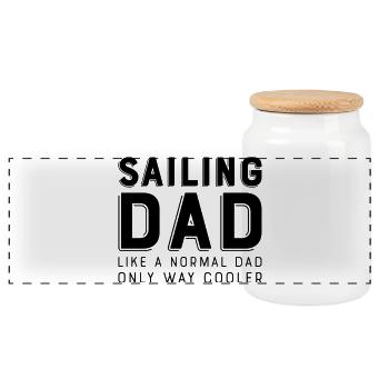 Sailing dad - Panoramic Cookie Jar with Wooden Lid - white - Front