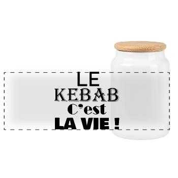 le KEBAB c'est la vie viande à griller fast food - Boîte à biscuits avec couvercle en bois - blanc - Devant