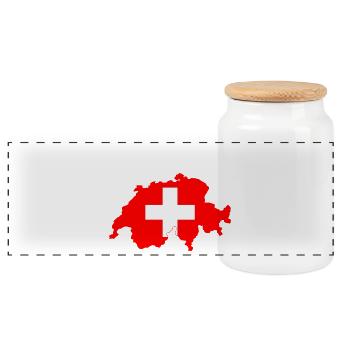 Switzerland Flag Map - Panoramic Cookie Jar with Wooden Lid - white - Front