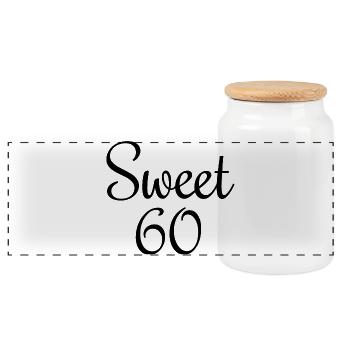 Sweet 60 (Schwarz) 60. Geburtstag - Panorama Keksdose mit Holzdeckel - Weiß - Vorne