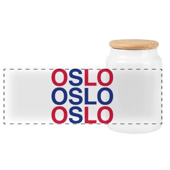 OSLO Norwegian Flag - Norwegen - Norway - Panoramic Cookie Jar with Wooden Lid - white - Front