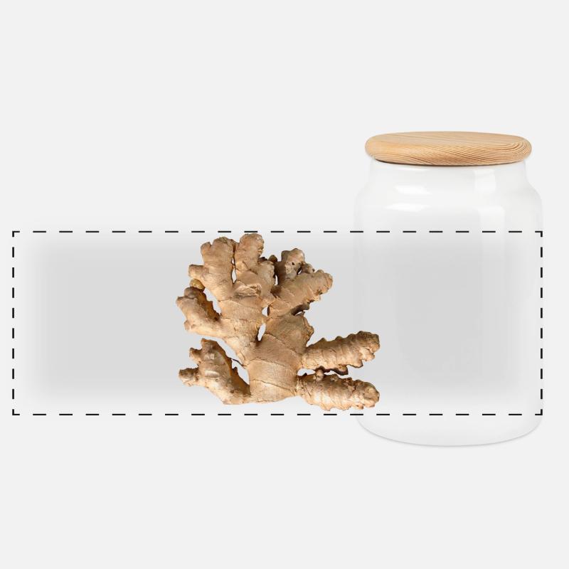 Ingwer - Panorama Keksdose mit Holzdeckel - Weiß