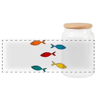 sardine. fish. April fool. sea. ocean - Panoramic Cookie Jar with Wooden Lid - white - Front