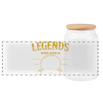 Legends were born in 1961 - Panoramic Cookie Jar with Wooden Lid - white - Front