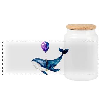 Wal Luftballon Whale Balloon Watercolor Shirt - Panorama Keksdose mit Holzdeckel - Weiß - Vorne