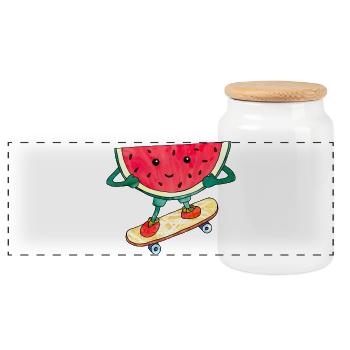 Skater Melon skateboard douce illustration cool - Boîte à biscuits avec couvercle en bois - blanc - Devant