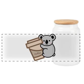 Koala braucht Kaffee - Panorama Keksdose mit Holzdeckel - Weiß - Vorne