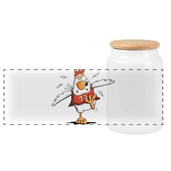Rennendes Huhn I Wettrennen Hühner I Marathon - Panorama Keksdose mit Holzdeckel - Weiß - Vorne