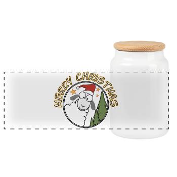 Merry Christmas - Panorama Keksdose mit Holzdeckel - Weiß - Vorne