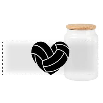 Volleyball Herz - Panorama Keksdose mit Holzdeckel - Weiß - Vorne