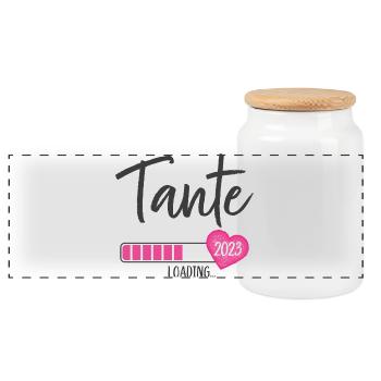 Tante Loading 2023 Herz Nichte Mädchen - Panorama Keksdose mit Holzdeckel - Weiß - Vorne