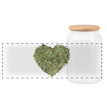 Heart of hay in shimmering greenish hues - Panoramic Cookie Jar with Wooden Lid - white - Front