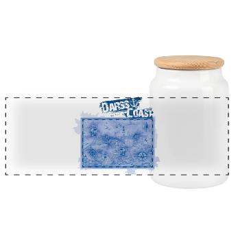 DarssCoast - Original Brand, VINTAGE Landkarte - Panorama Keksdose mit Holzdeckel - Weiß - Vorne