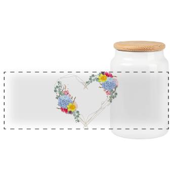 Ein Herz zum Frühling aus geometrischen Formen - Panorama Keksdose mit Holzdeckel - Weiß - Vorne