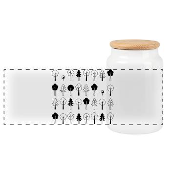 Orienteering [01.1] [orienteering] [V] - Panoramic Cookie Jar with Wooden Lid - white - Front
