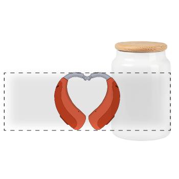 Aide auditive en forme de cœur - Boîte à biscuits avec couvercle en bois - blanc - Devant