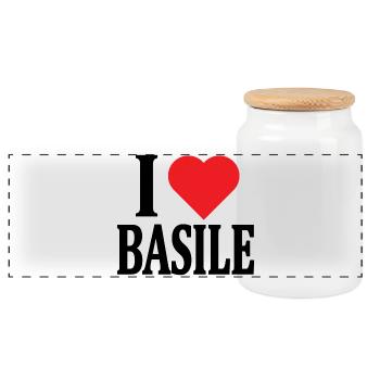 T-shirt I love Basile t-shirt gift idea - Panoramic Cookie Jar with Wooden Lid - white - Front