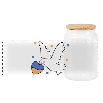 Playful dove heart print ukraine - Panoramic Cookie Jar with Wooden Lid - white - Front