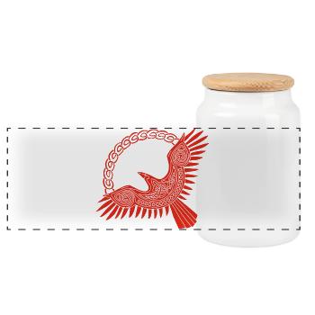 Aigle viking rouge - Boîte à biscuits avec couvercle en bois - blanc - Devant