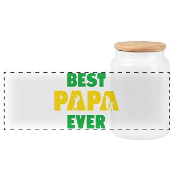 Best Papa Ever - Panoramic Cookie Jar with Wooden Lid - white - Front