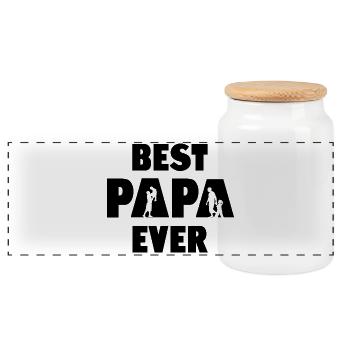 Bester Papa aller Zeiten - Panorama Keksdose mit Holzdeckel - Weiß - Vorne