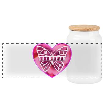 My dream from day to day - Panoramic Cookie Jar with Wooden Lid - white - Front
