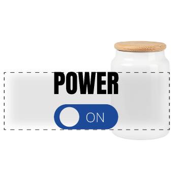 Blauer Toggle ON Design Power Motivation Energie - Panorama Keksdose mit Holzdeckel - Weiß - Vorne